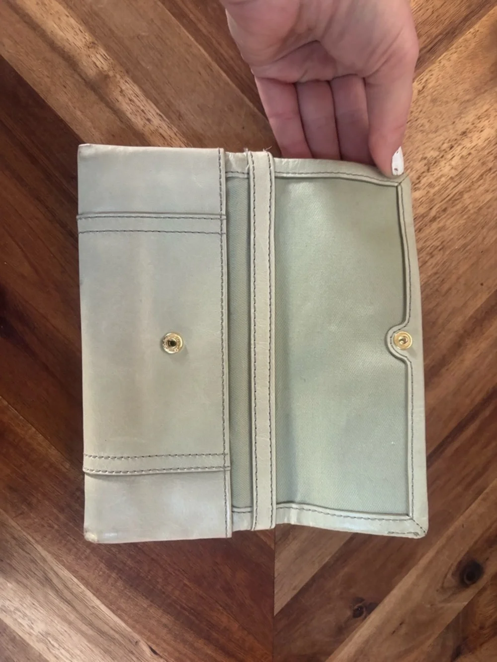 Fossil Light Gray/blue Leather Wallet Clutch - Picture 5 of 5